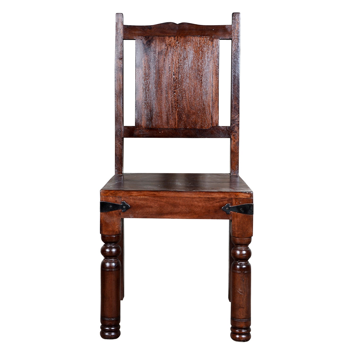 Transitional Style Floral Carved Mango Wood Dining Chair Set of 2