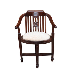 Vintage Hand Carved Round Accent Teak Wood Chair