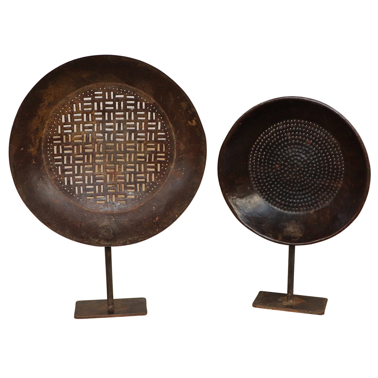 Vintage Rustic Iron Seive On Display Stand