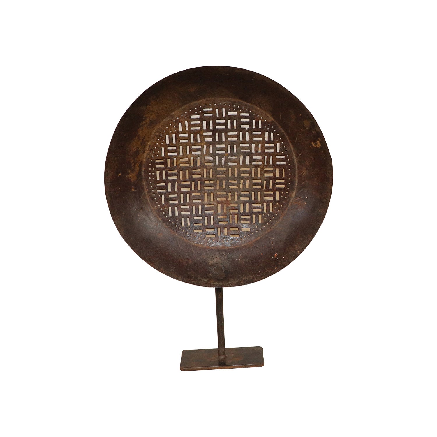 Vintage Rustic Iron Seive On Display Stand