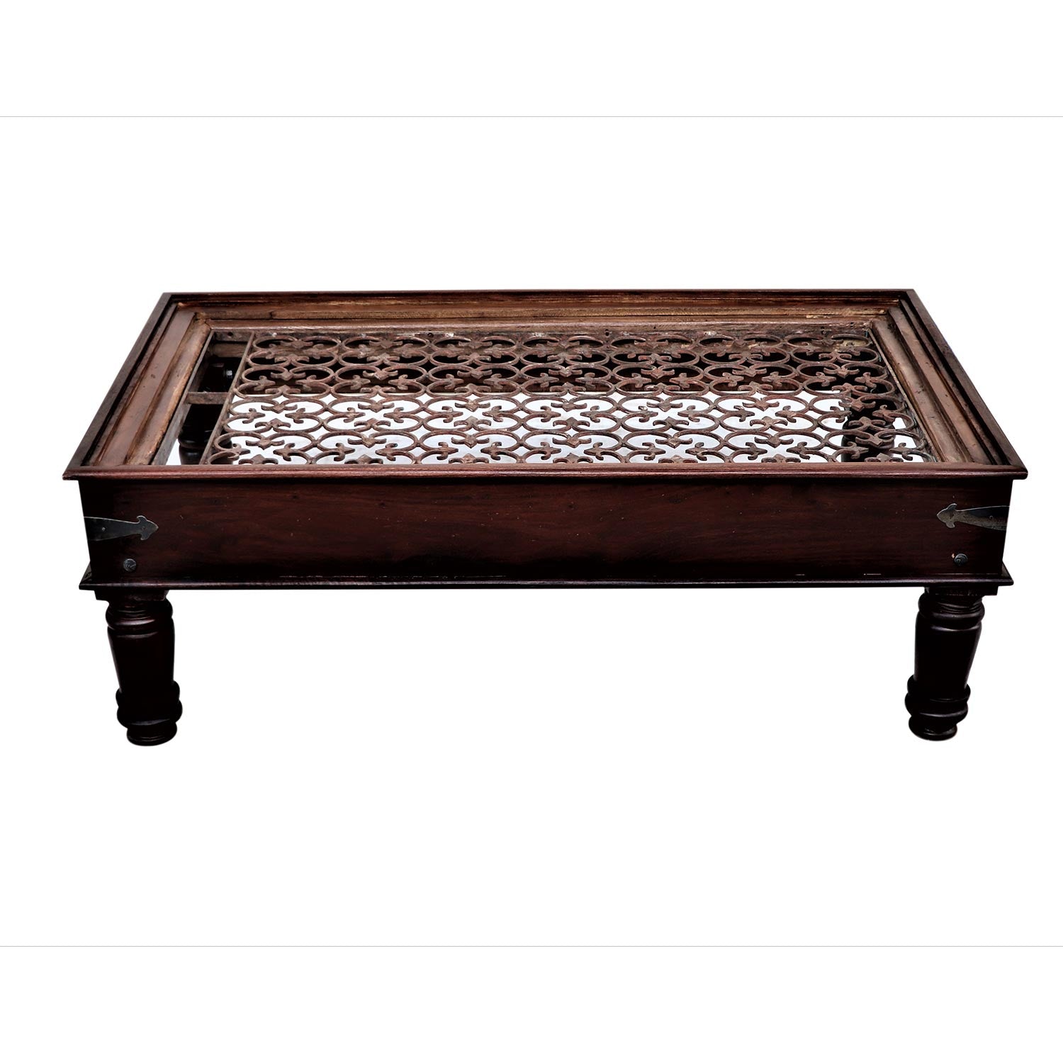 Vintage Iron Grill Window Repurposed Unique Coffee Table