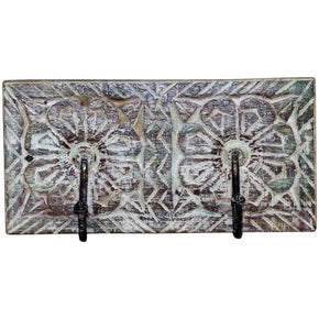 Boho Carved Wooden Double Wall Hook Panel