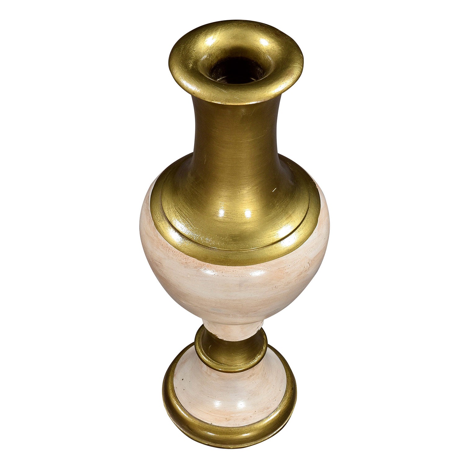 Elegant White Gold Painted Wooden Tall Vase