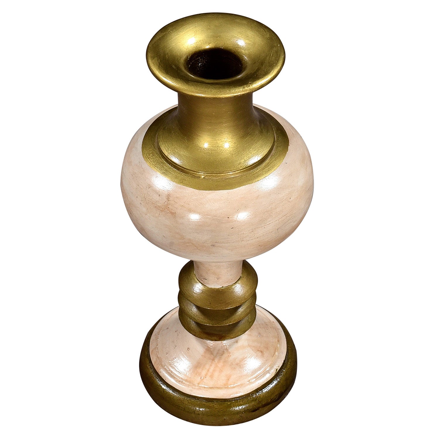 Transitional White Gold Painted 18 in. Tall Wooden Vase