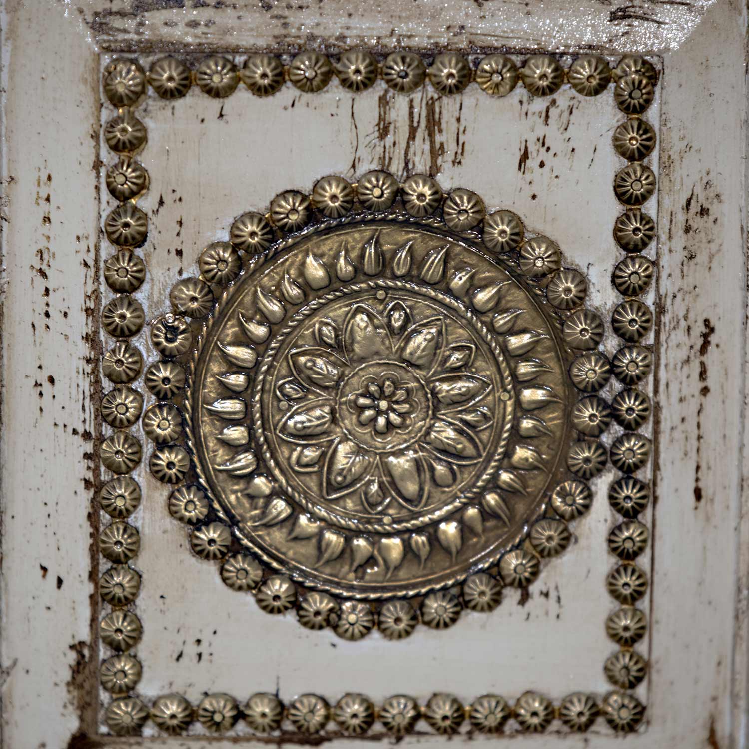 Elegant 2-Door Solid Wood Gray Tall Cabinet With Brass Accents