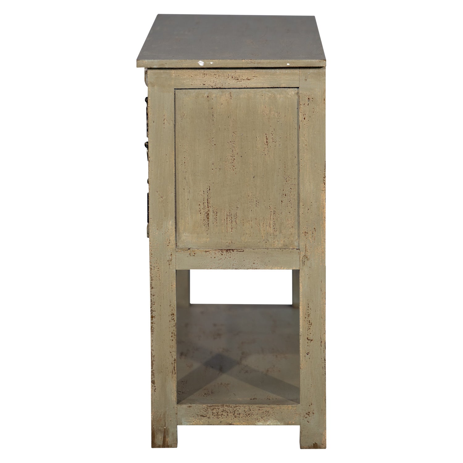 Mid Century Modern Solid Wood & Brass Accent Console With Drawers