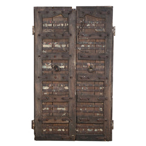 1800s Antique Teak Wood Distressed Rustic Door With Metal Straps