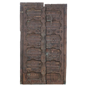 1800s Antique Teak Wood Carved Indian Door