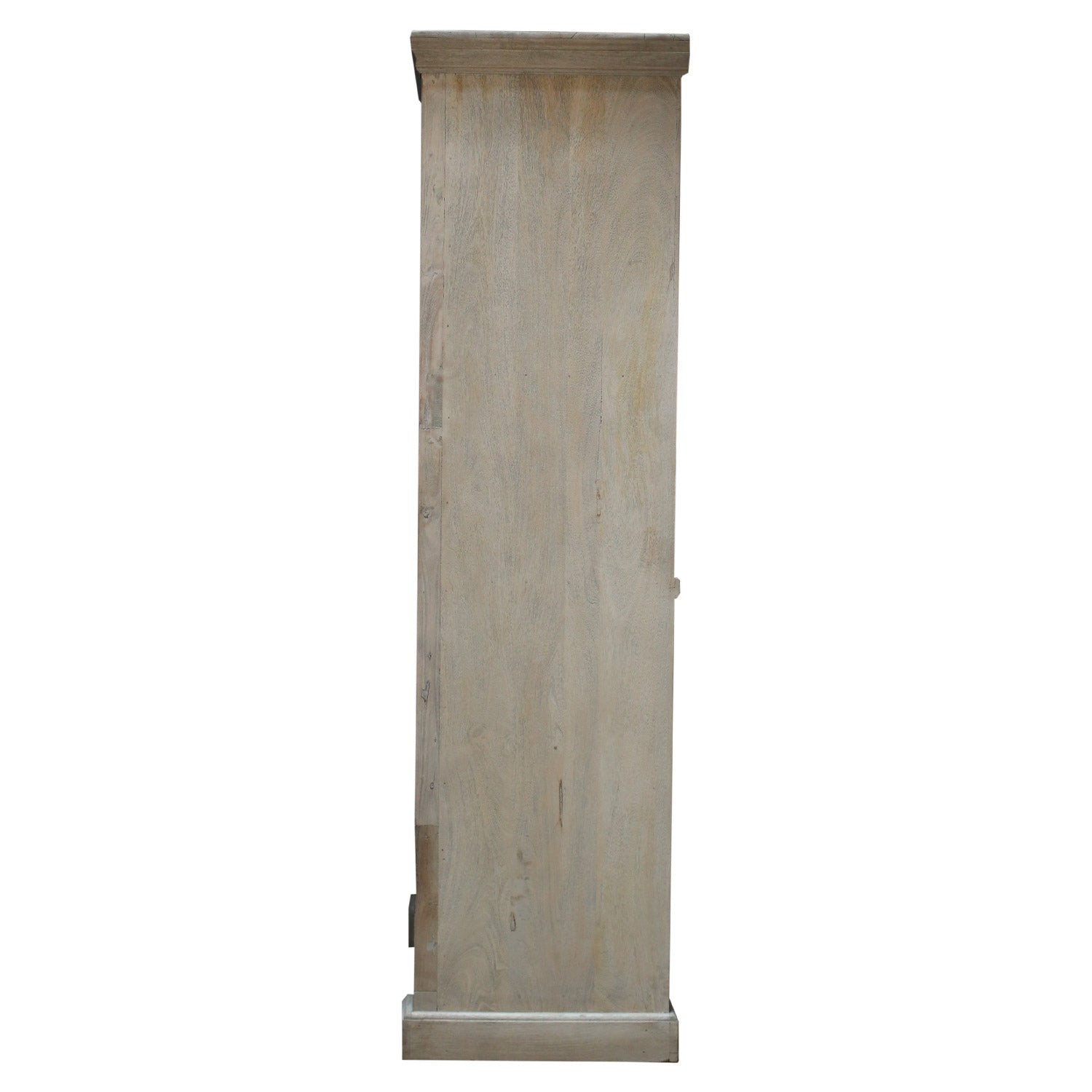 Eclectic Carved Frame Solid Wood Armoire With Glass Pane Doors