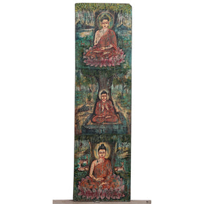 Vintage "Buddha" Hand Painted Distressed Wall Art Panel