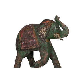 Farmhouse Style Vintage Wooden Elephant Statue Home Decor