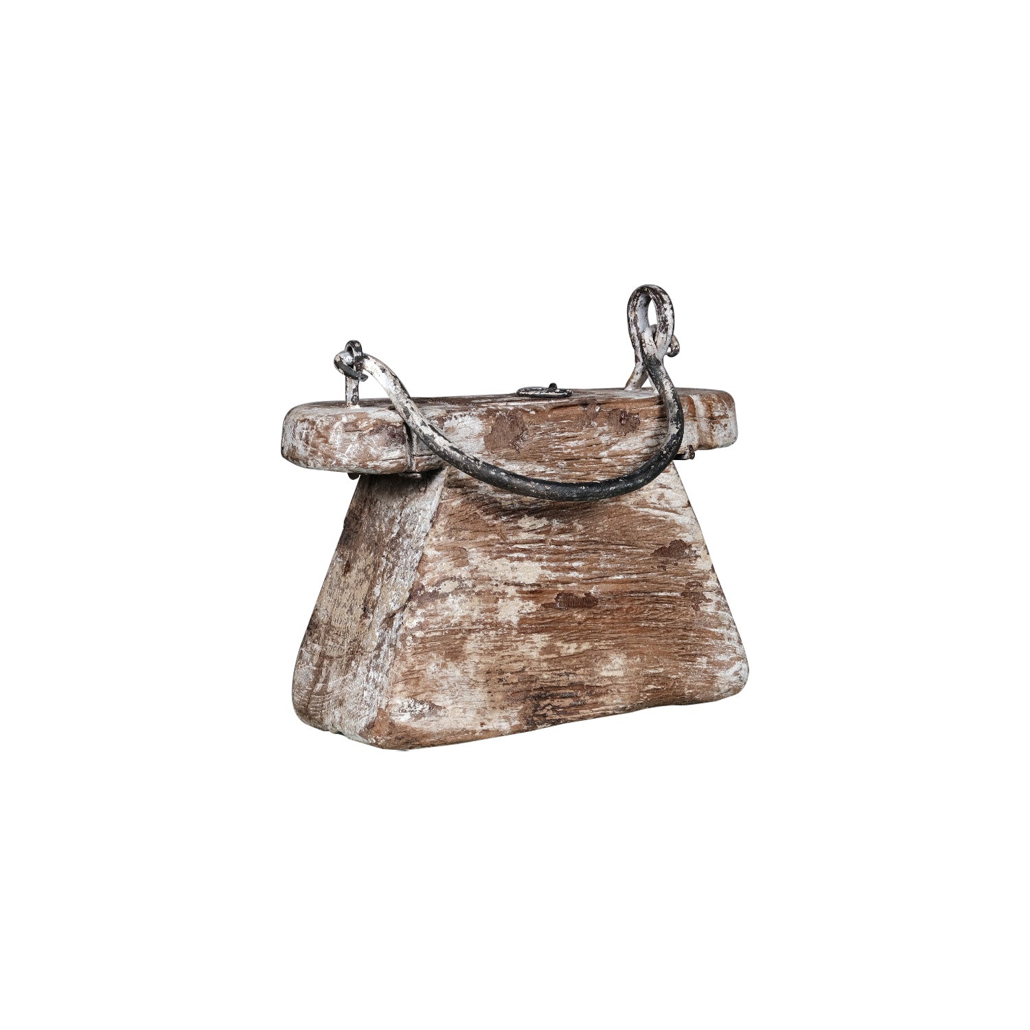 Antique Hand Carved Wooden Oil Purse