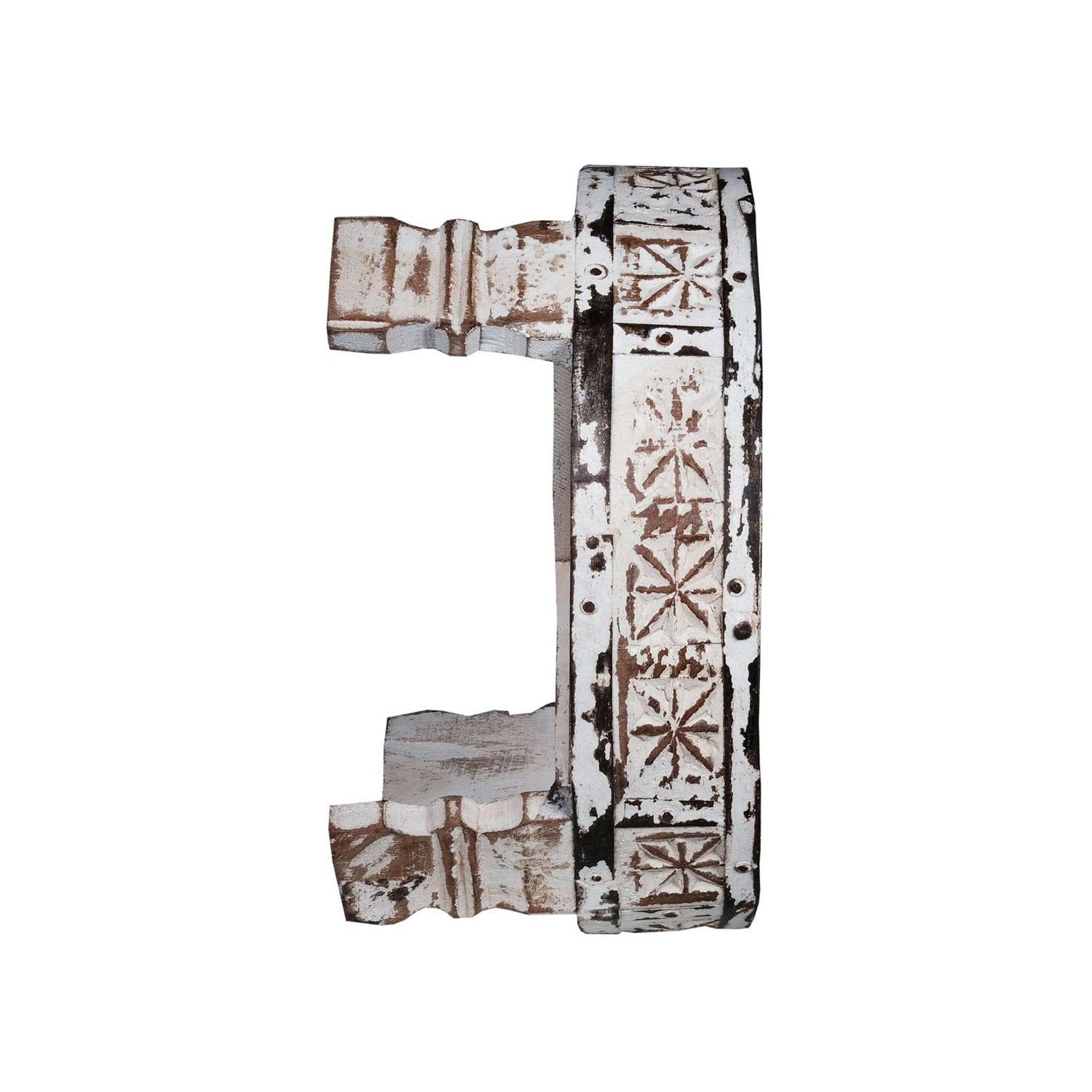 Distressed Carved Wooden Grinder Decorative Tray