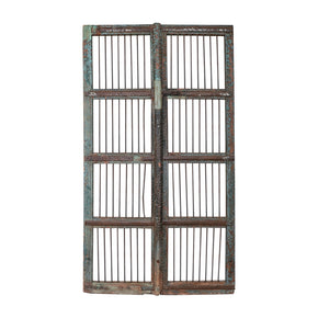 Farmhouse Style Vintage 61" Tall Patio Door With Metal Bars