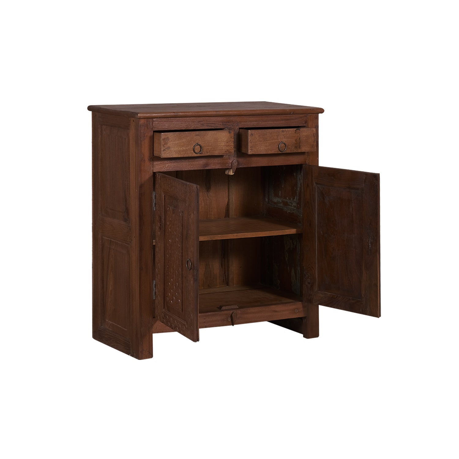 Vintage Teak Wood 2-Door Storage Cabinet