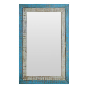 Farmhouse Style Reclaimed Wood Distressed Blue White Vanity Mirror