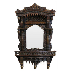 Ornate Hand Carved Solid Wood 54" Tall  "Jharokha" Mirror
