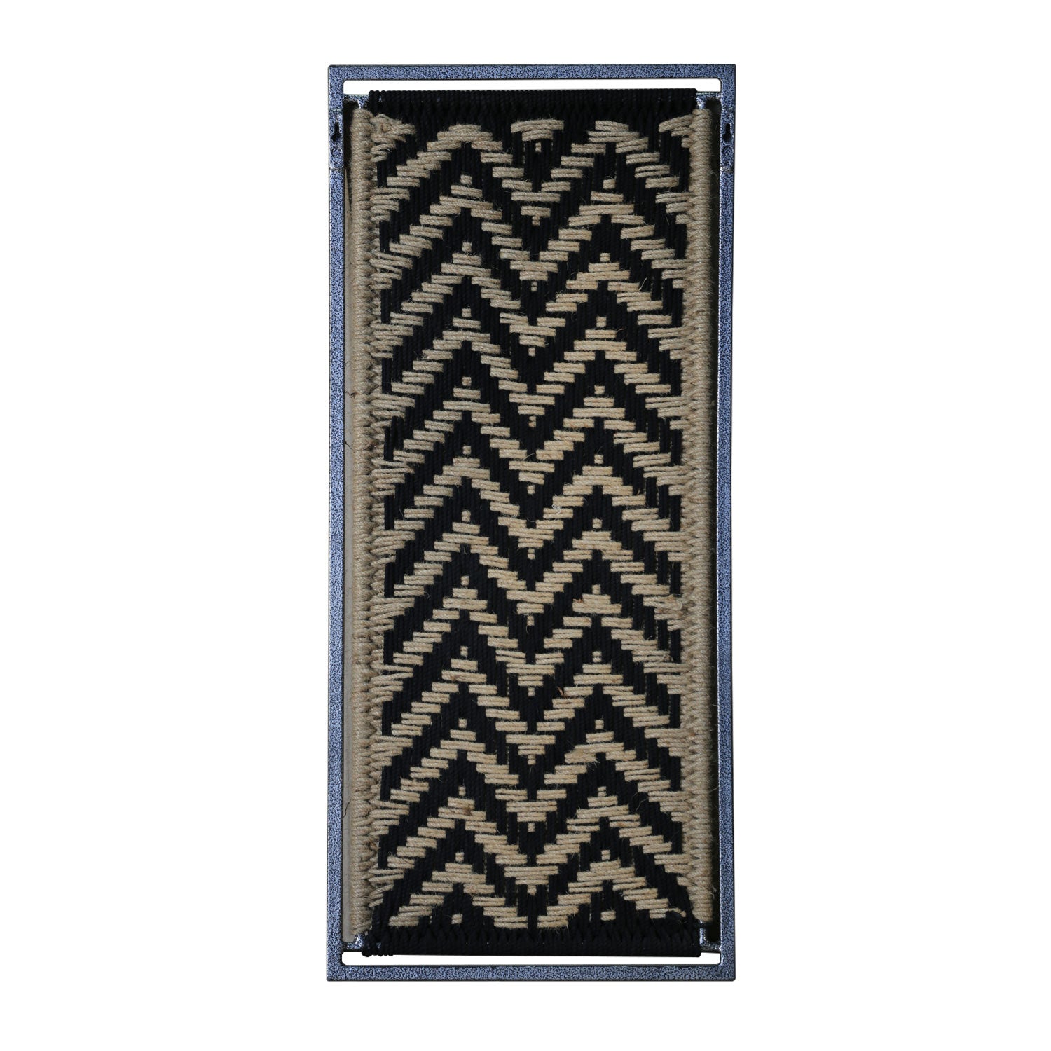 Handmade Black And Brown Natural Woven Jute Wall Art In Metal Frame
