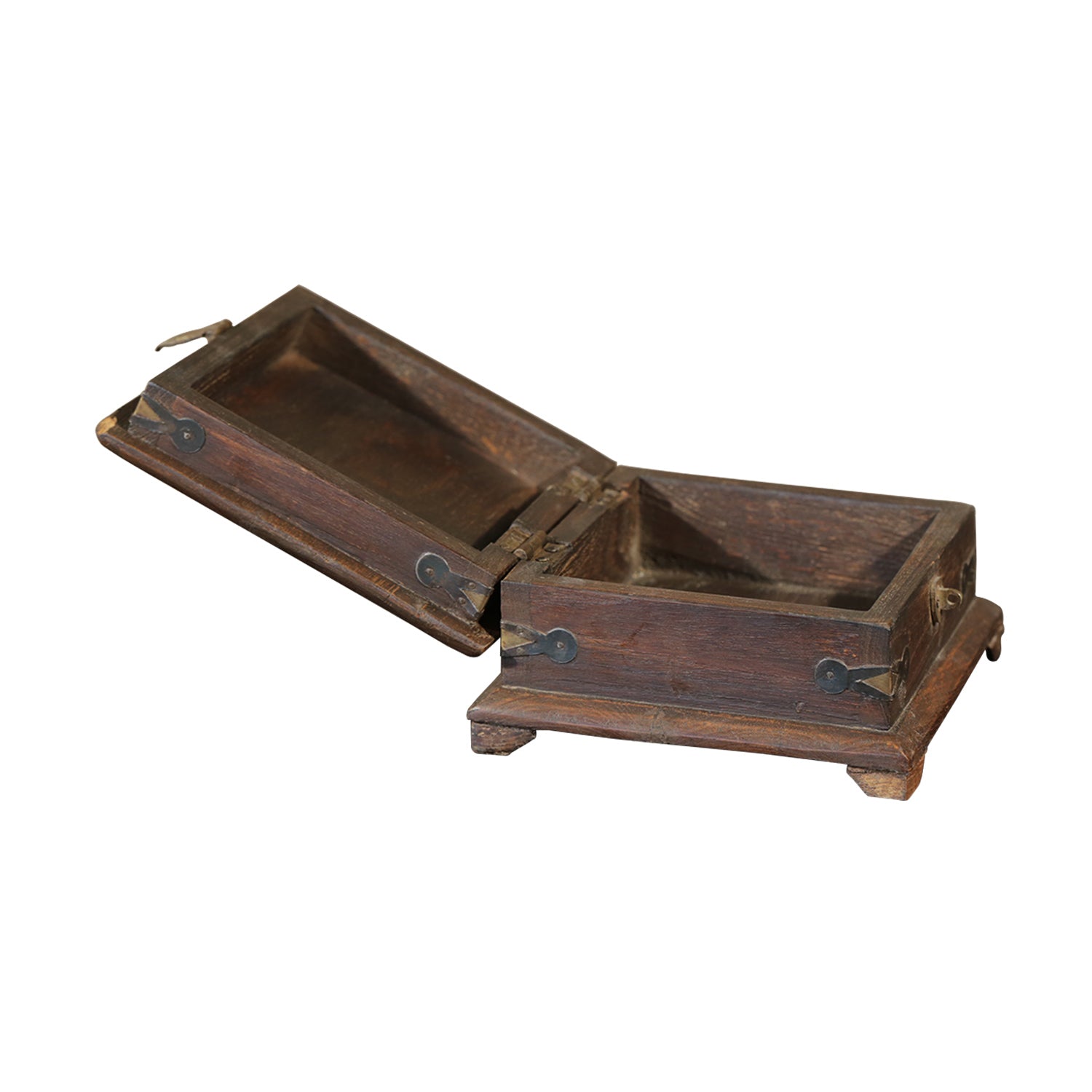 Vintage 7 in. Square Wooden Keepsake Box With Brass Foil Accents