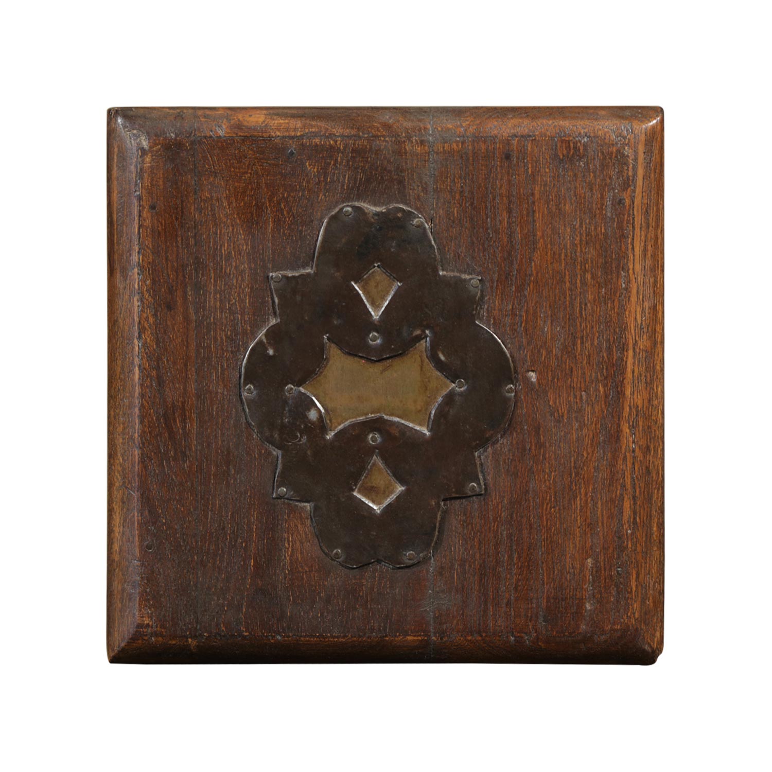 Vintage 7 in. Square Wooden Keepsake Box With Brass Foil Accents