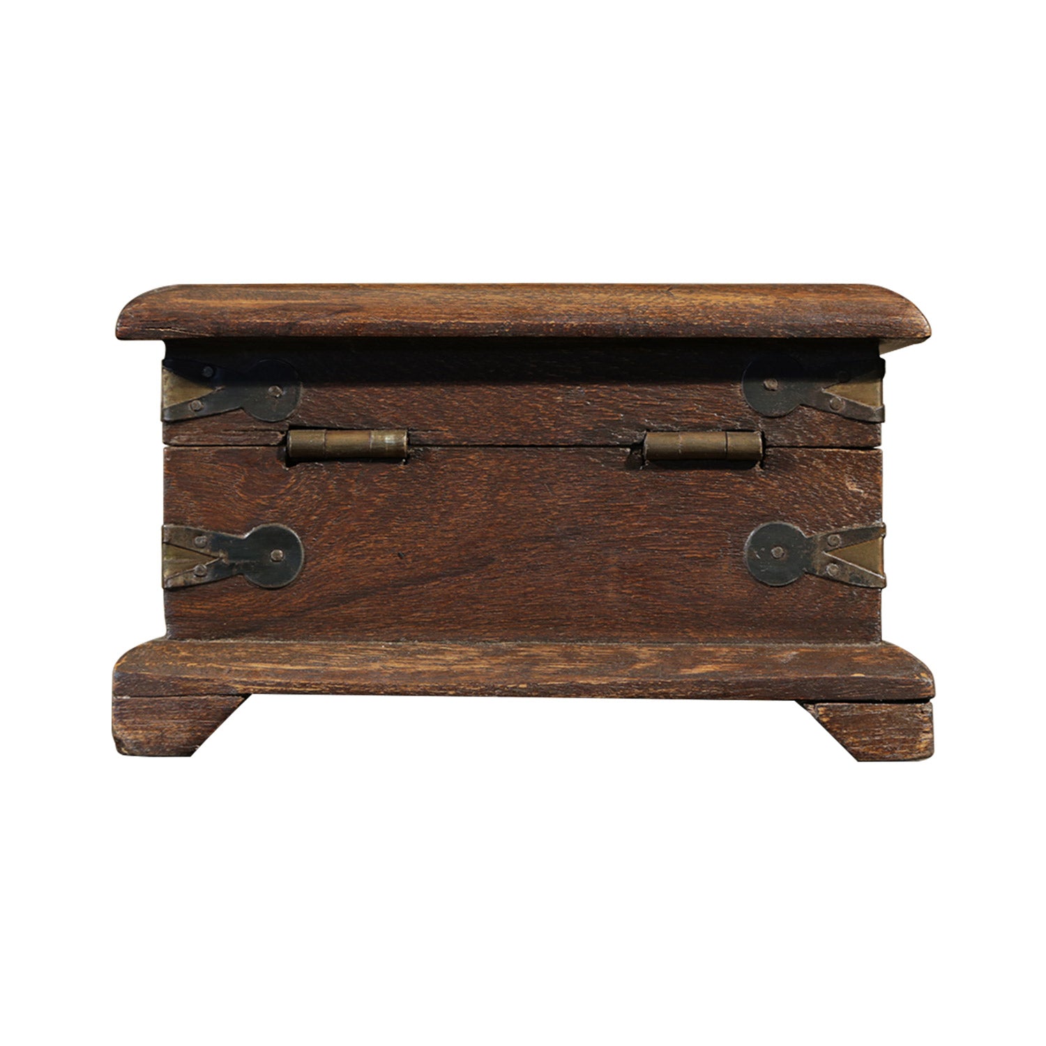 Vintage 7 in. Square Wooden Keepsake Box With Brass Foil Accents