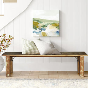 Distressed Reclaimed Teak Wood 70" Long Bench With Colored Patina