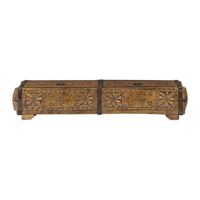 Hand Carved 23" Long Wooden Double Box