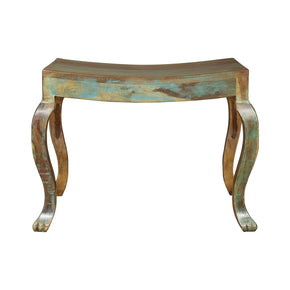 Reclaimed Wood Distressed Finished Indoor/ Outdoor Stool With Cabrioie Legs