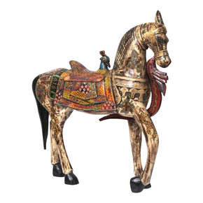 Art Deco Style Hand Painted Wooden 30 Inches Tall Horse Statue
