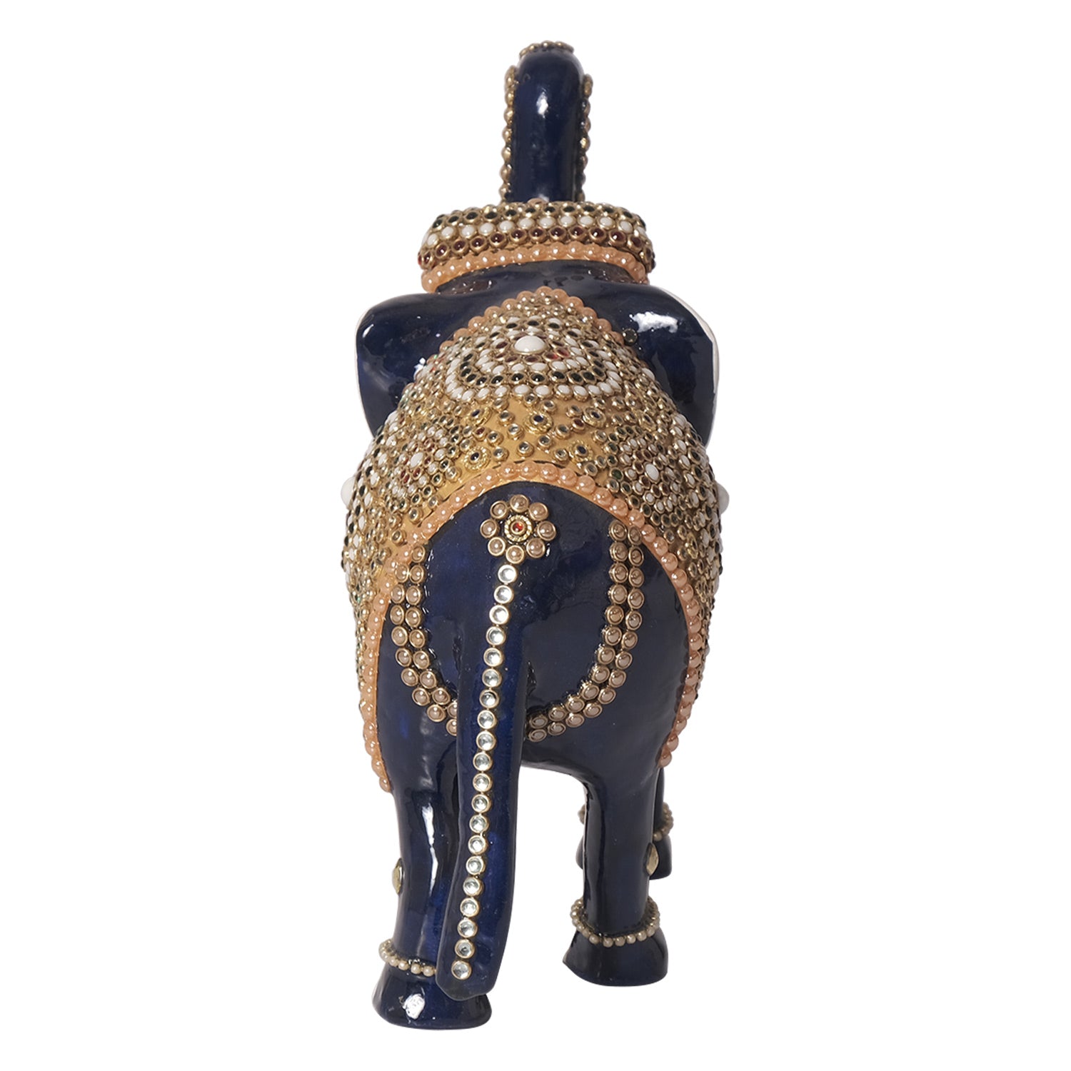 Ornate Elephant Statue With Stone Embellishments