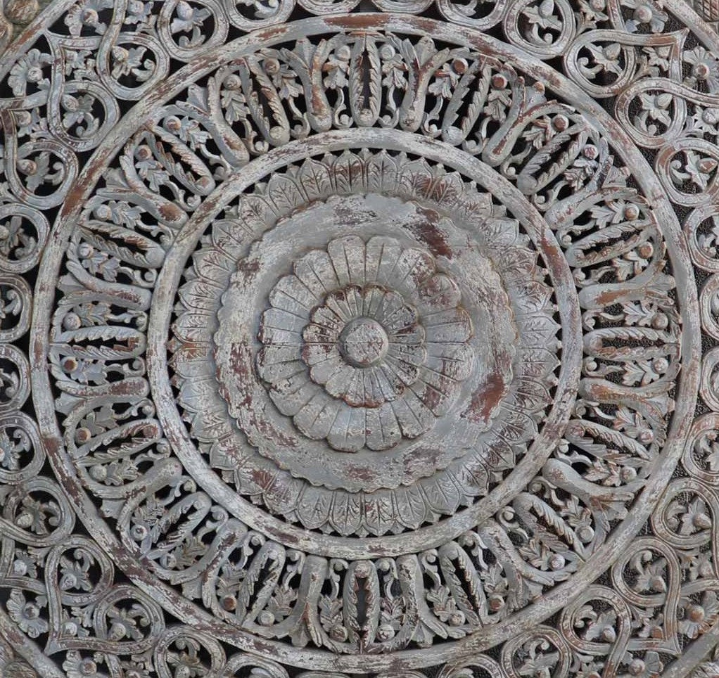 Transitional Style Carved Lattice Mandala Panel 72