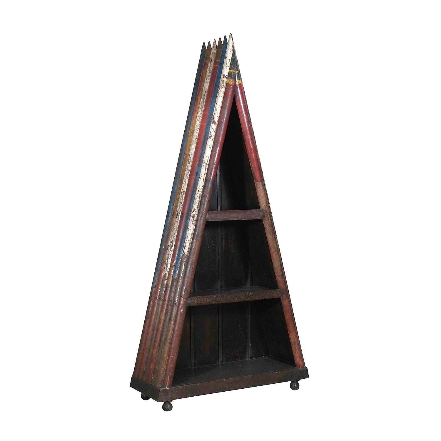 Vintage Rustic Oars Repurposed Unique V Shaped 3 Shelves Display Bookcase
