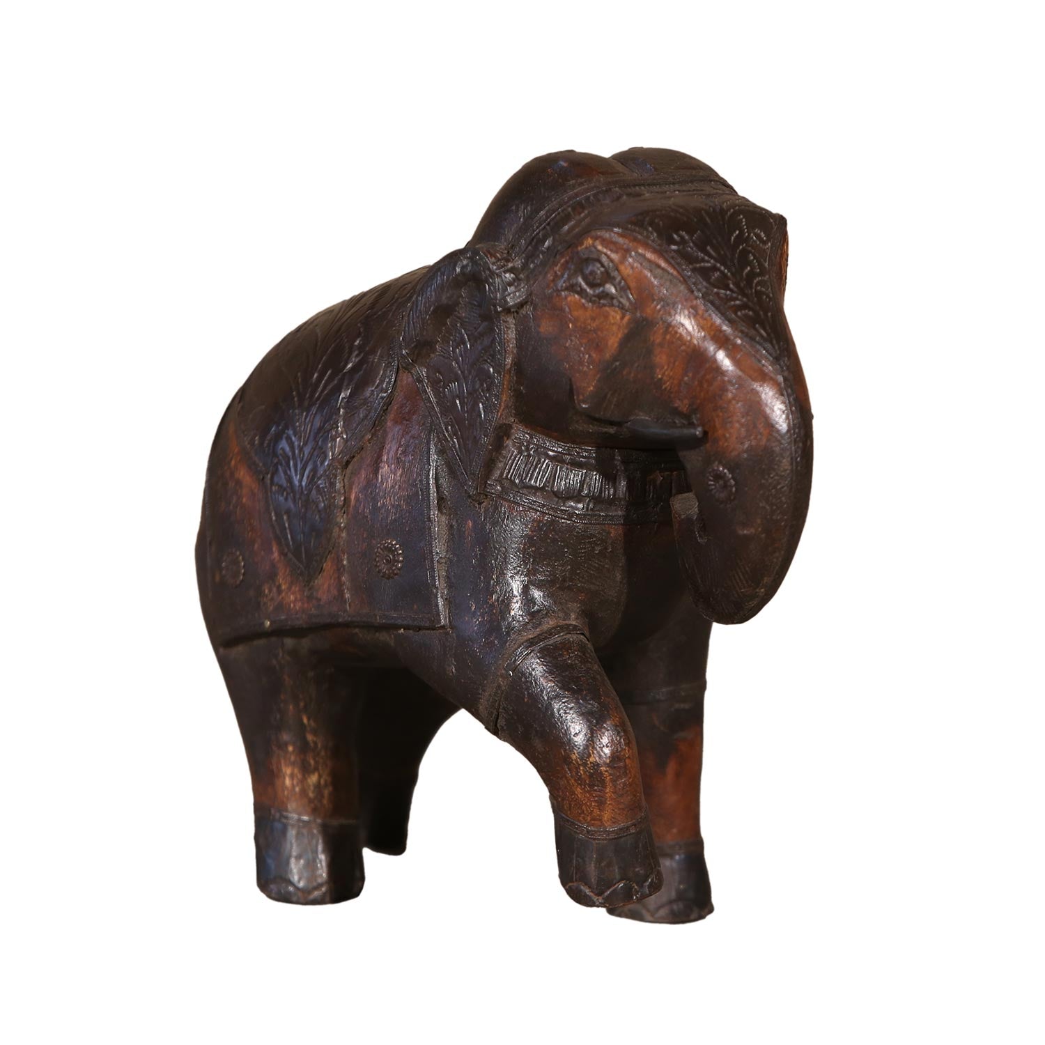 Vintage Solid Wood Handmade Elephant Statue