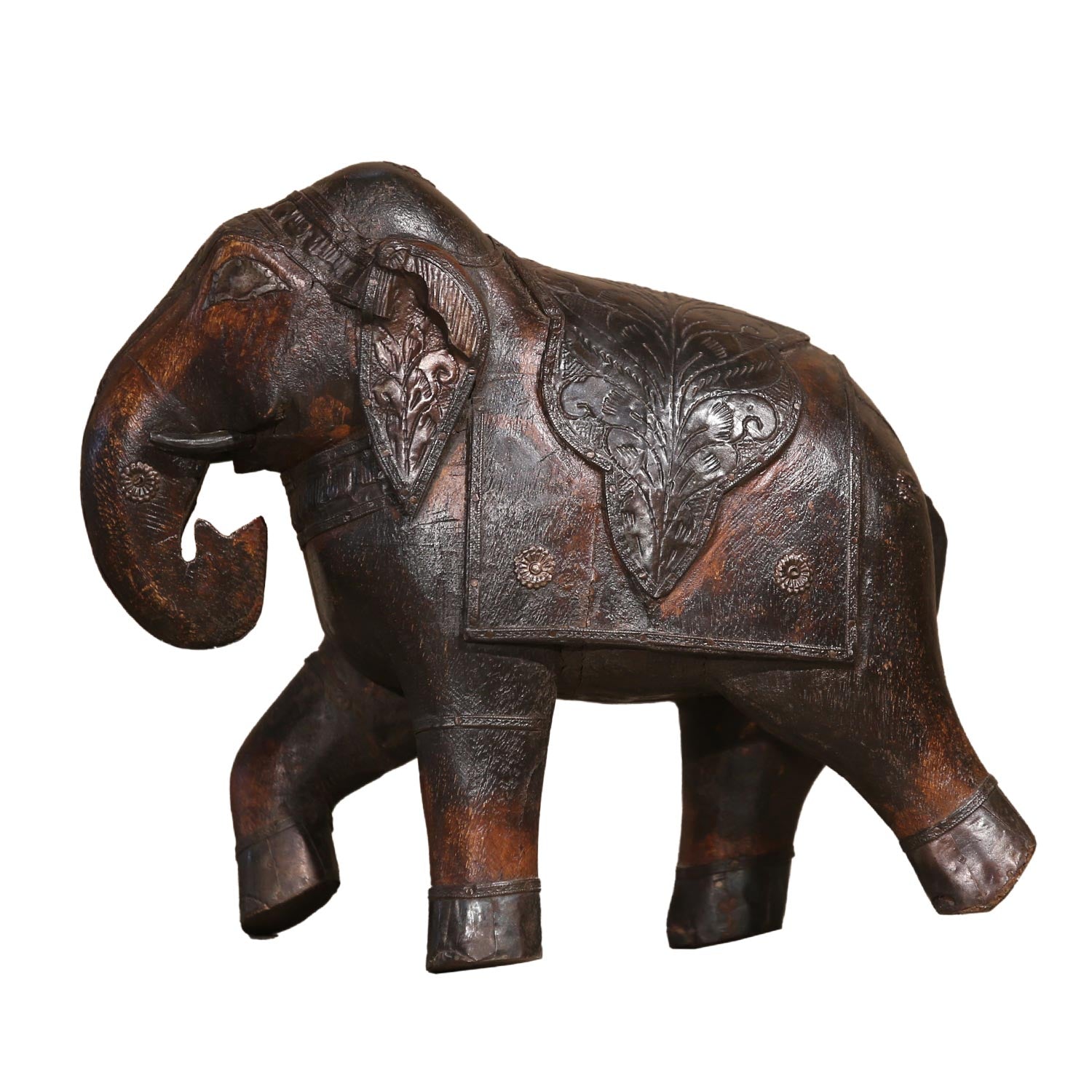 Vintage Solid Wood Handmade Elephant Statue