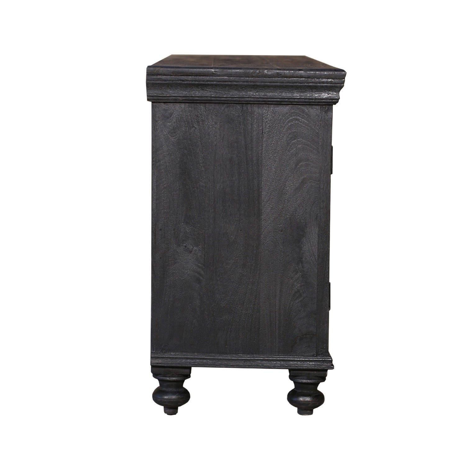 Distressed Ash Gray Finish Media Console With Grill Accents