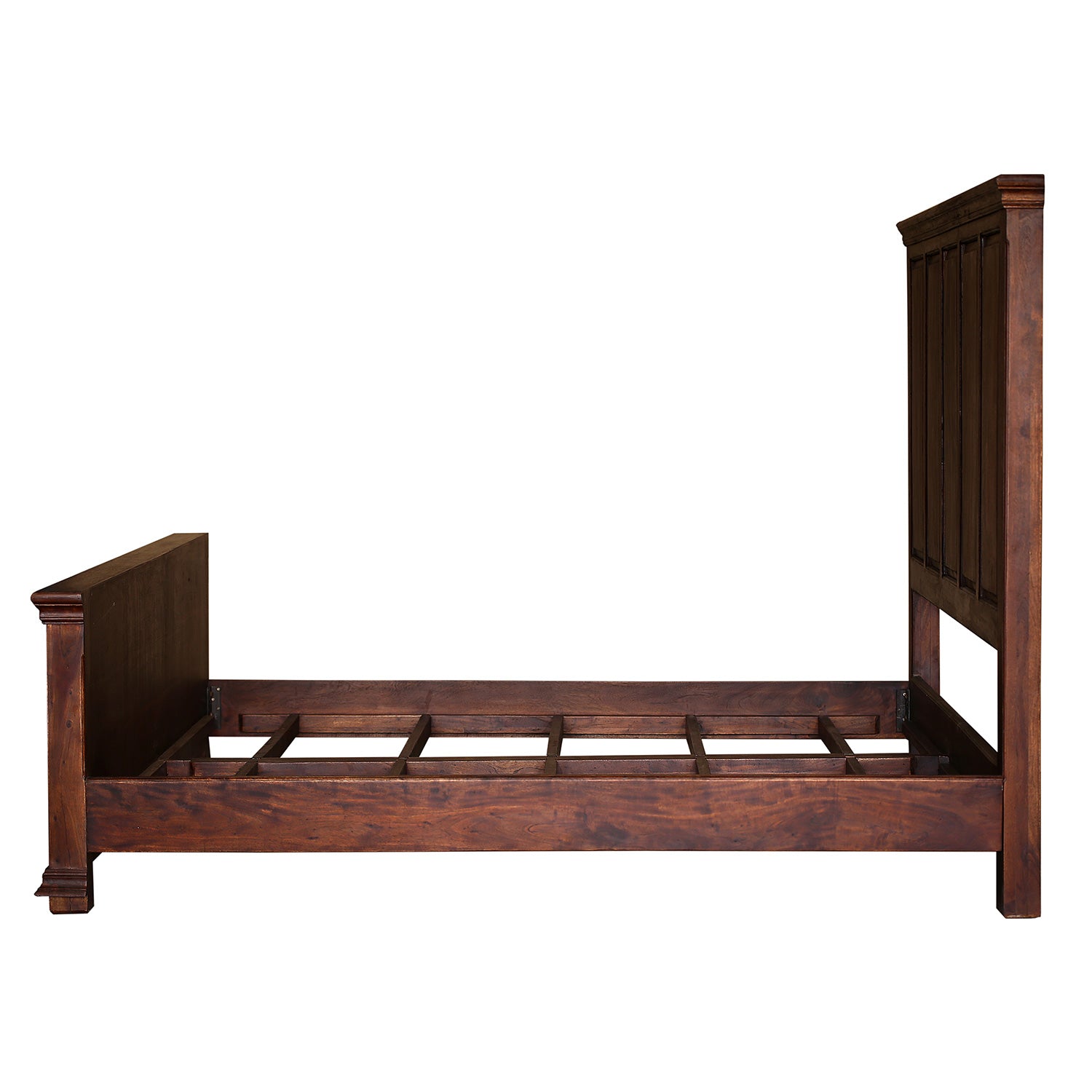 Solid Sheesham Wood Paneled King Size Bed With Nightstands