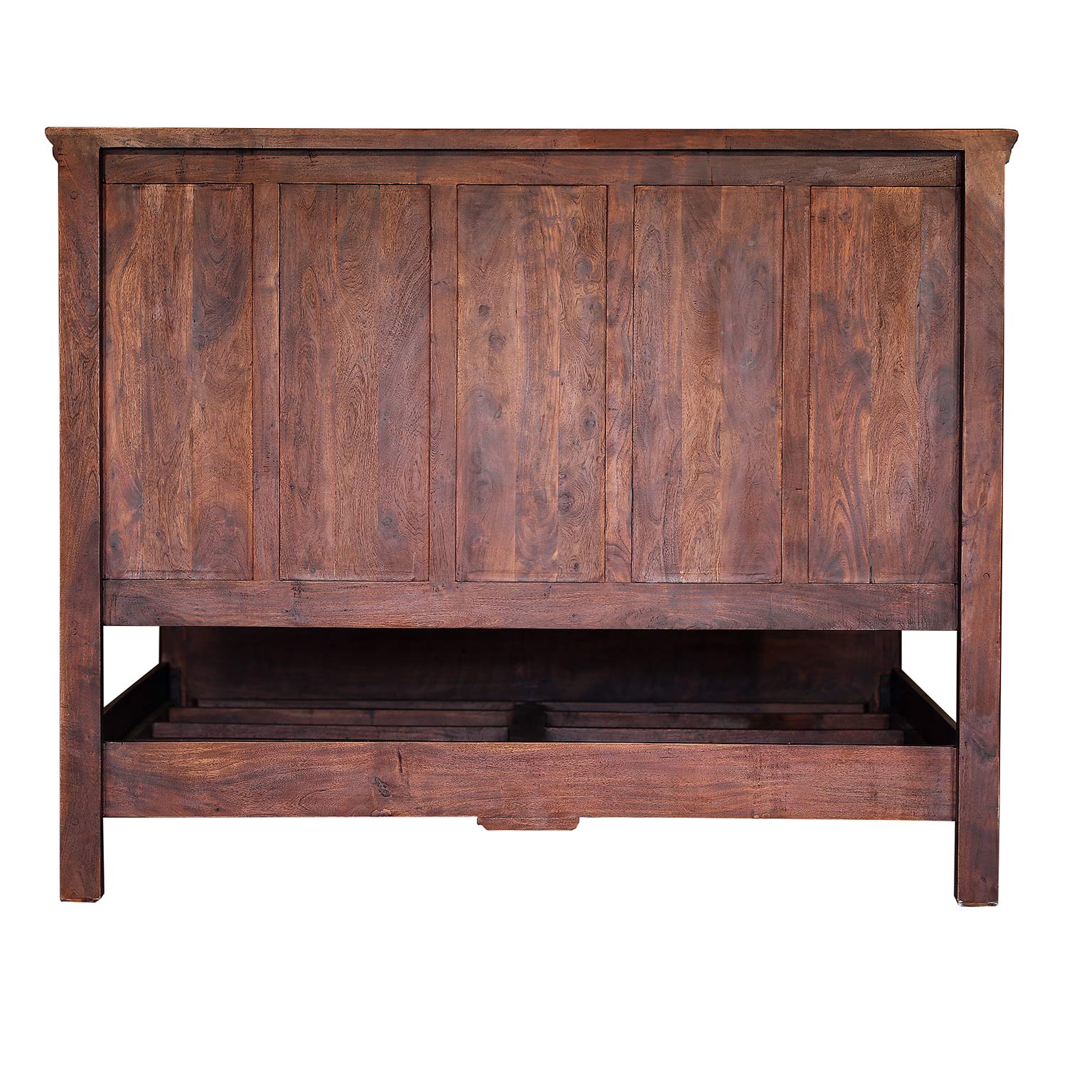 Solid Sheesham Wood Paneled King Size Bed With Nightstands