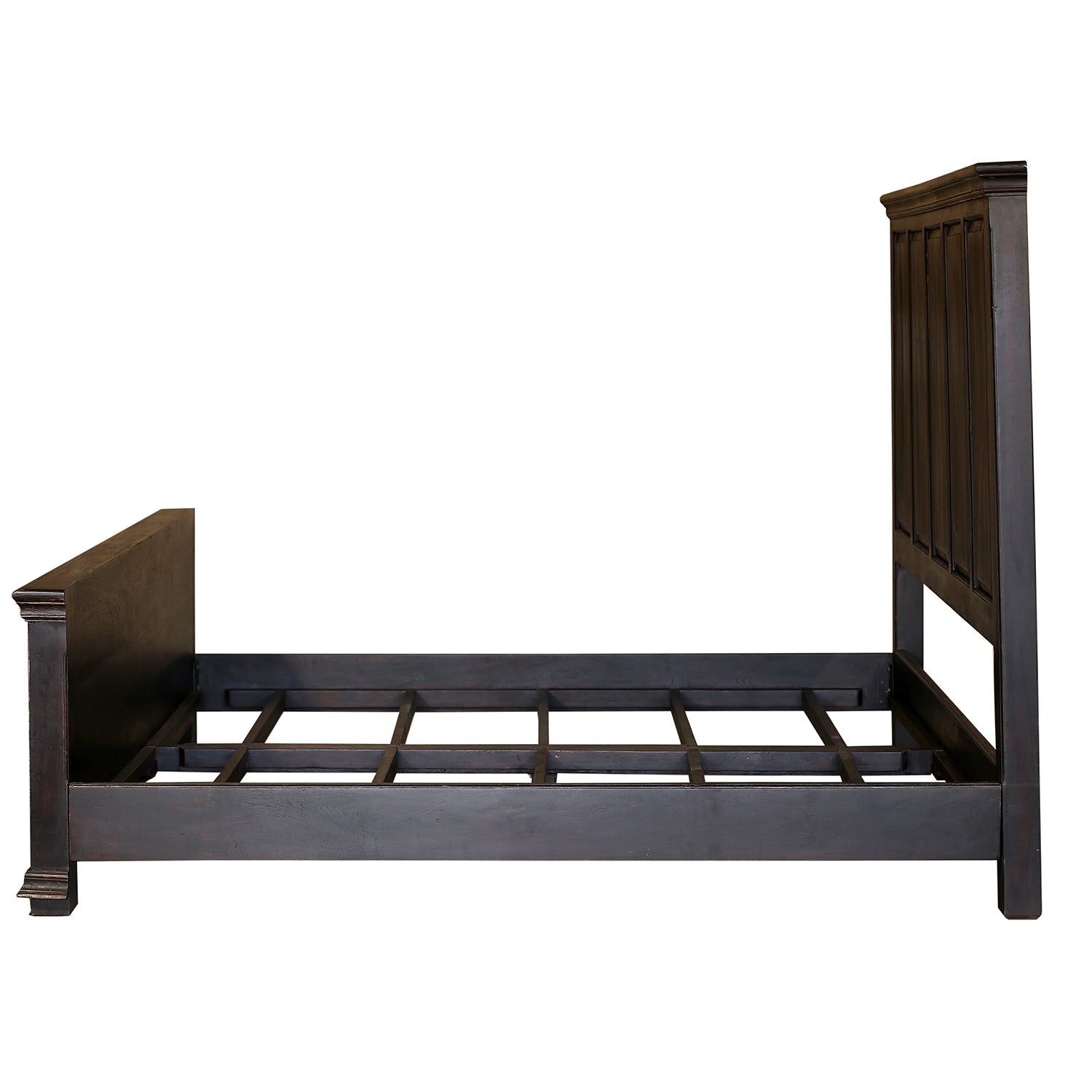 Modern Solid Wood Panel Dark Walnut Finish King Bed With Nightstands