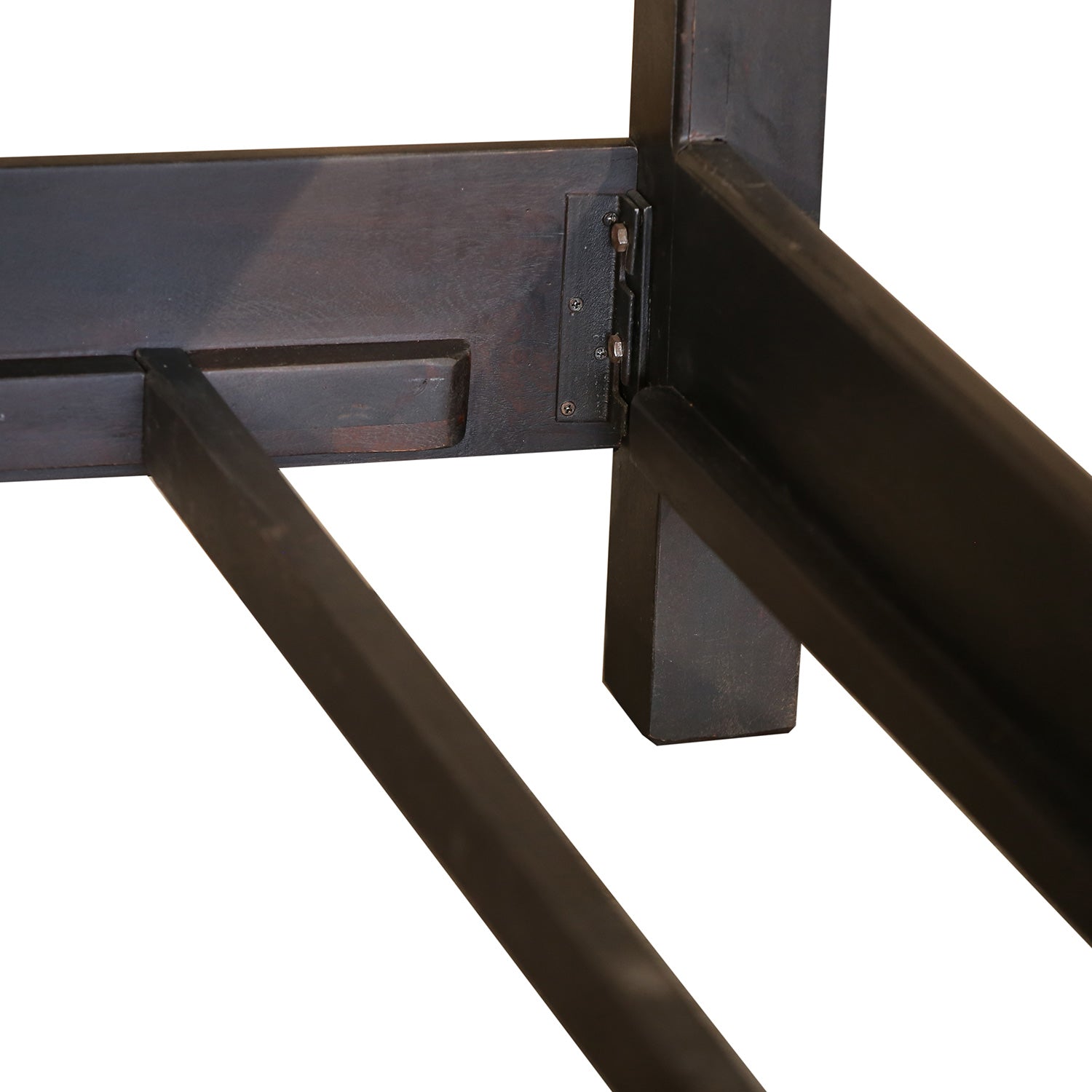 Modern Solid Wood Panel Dark Walnut Finish King Bed With Nightstands