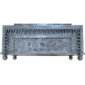 Detailed Hand Carved Wooden Distressed Gray 47" Long Chest