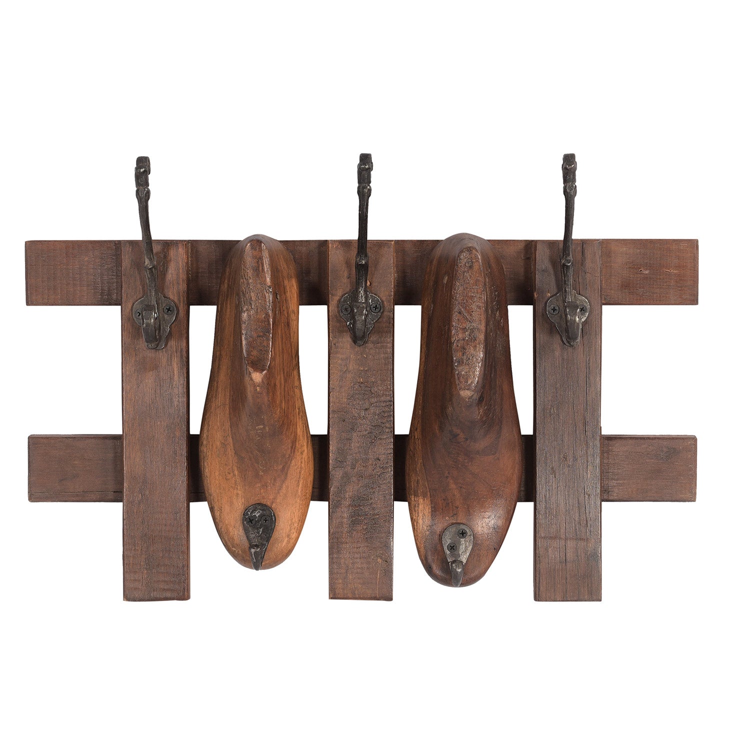 Ranch Style Wooden Shoe Mold Repurposed Double Wall Hook