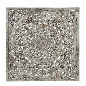 39" Square Lattice Carved Solid Wood Wall Panel