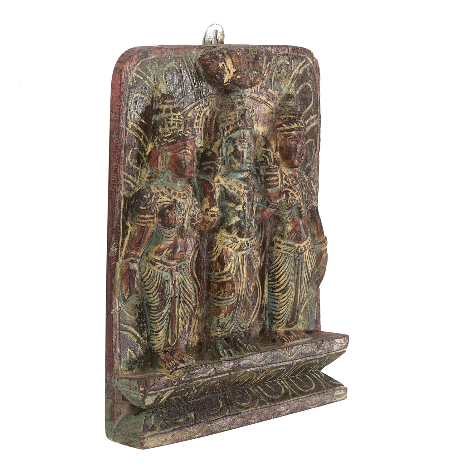 Tribal Carved Vintage Wooden Krishna And Gopis Wall Art