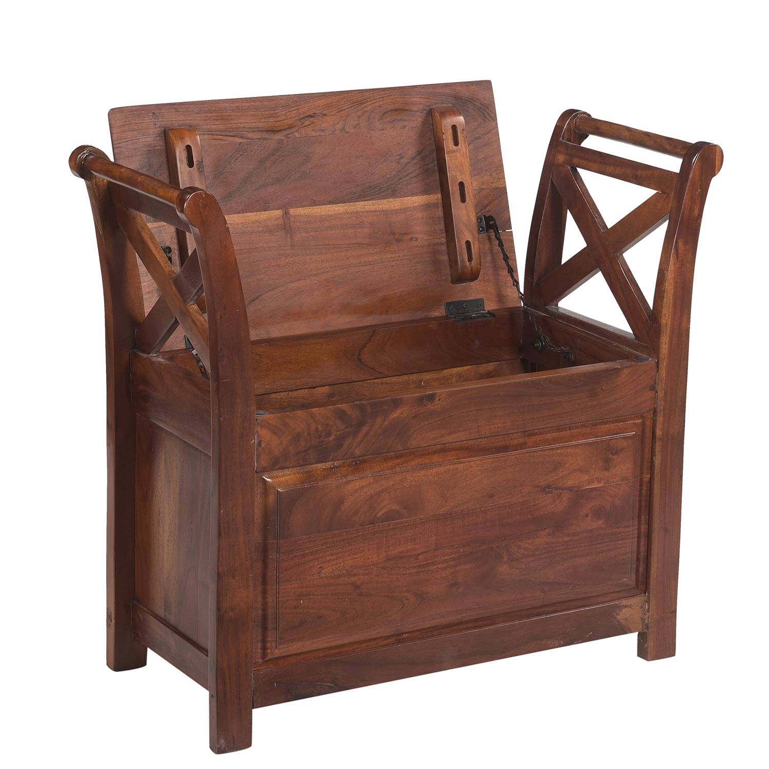 Transitional Style Solid Wood Single Bench With Lift Up Storage