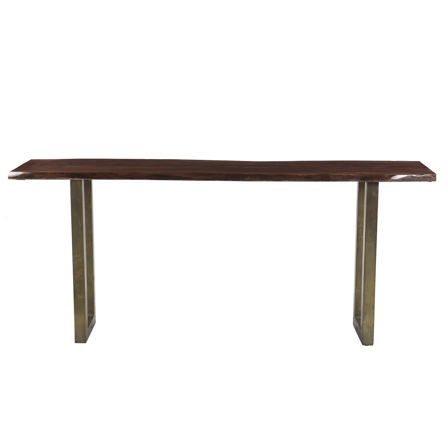 Modern Live Edge Solid Wood Top Console With Chrome Base