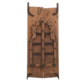 Antique Teak Wood Arched Natural Distressed Window Wall art