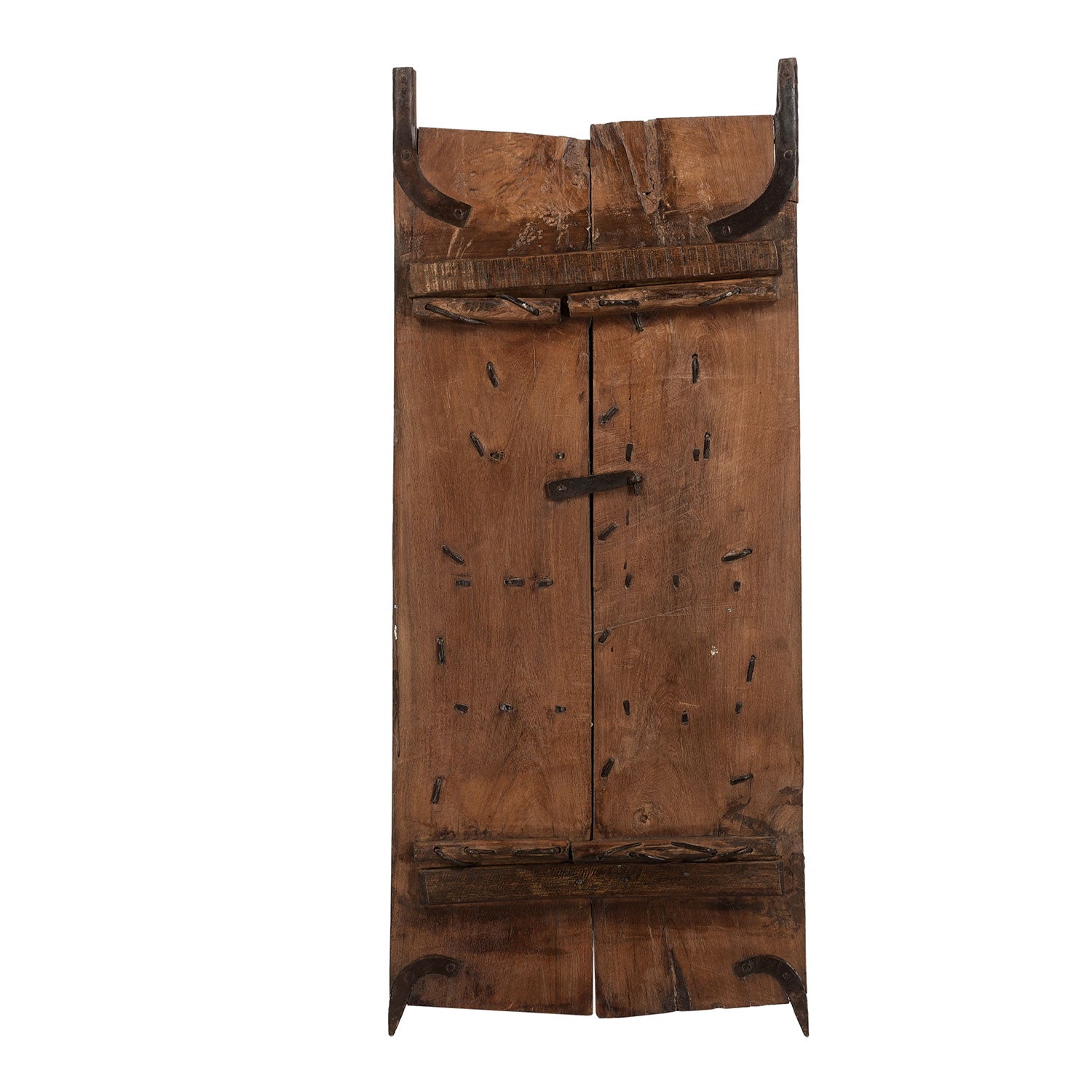 Antique Teak Wood Arched Natural Distressed Window Wall art