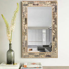 Vintage Carved Fabric Printing Blocks Repurposed 48" Tall Mirror