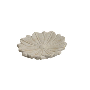 Lotus Carved 10" Round Marble Platter Catchall