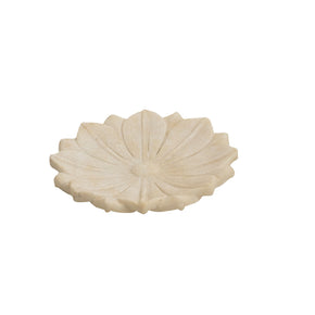 Lotus Carved 8" Round Marble Platter Catchall